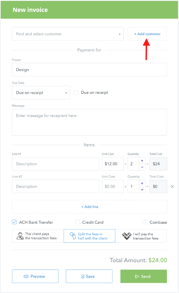 add customer in invoice of limepay
