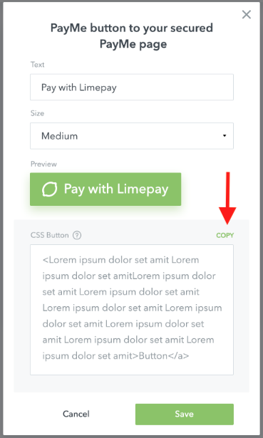 limepay payme page CSS setup