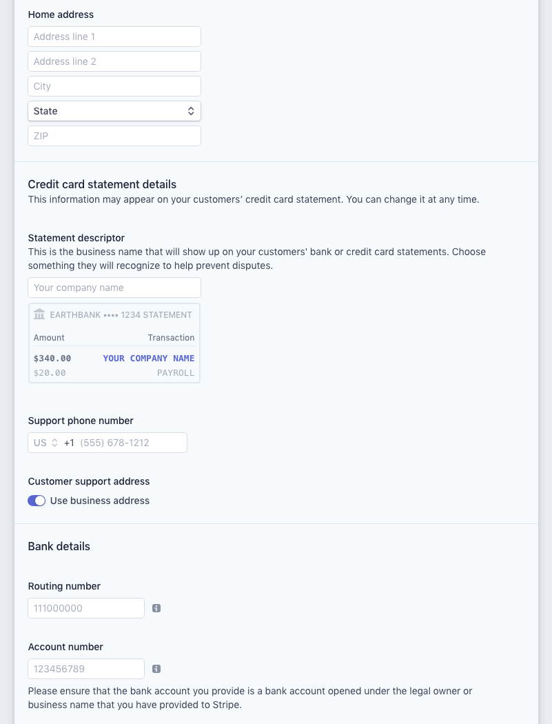 stripe account setup on limepay 2